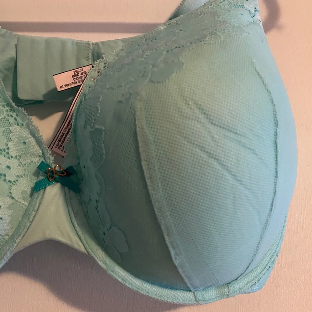 Victoria's Secret Lined Perfect Coverage Lace Mint Bra Size 40DD